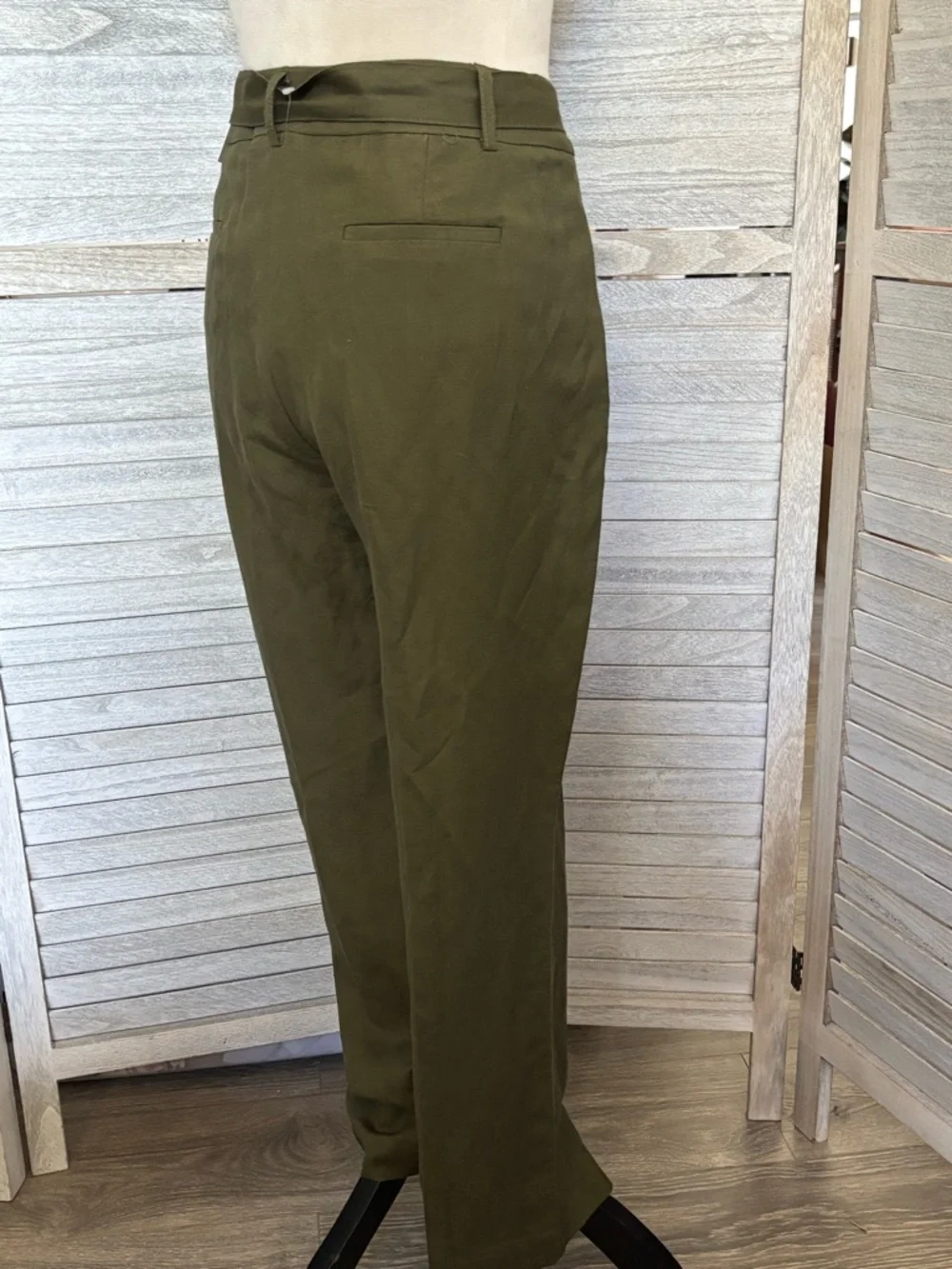 ANNE KLEIN NWT Women’s SZ 14 Olive Green Ankle Pants, Straight Leg, Linen Blend - Picture 4 of 16